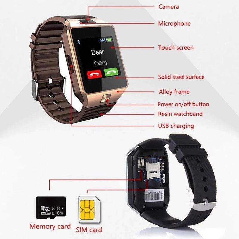 Relógio Smart Watch DZ09 com Display Digital Touch Screen com Câmera e Slot para Cartão SIM